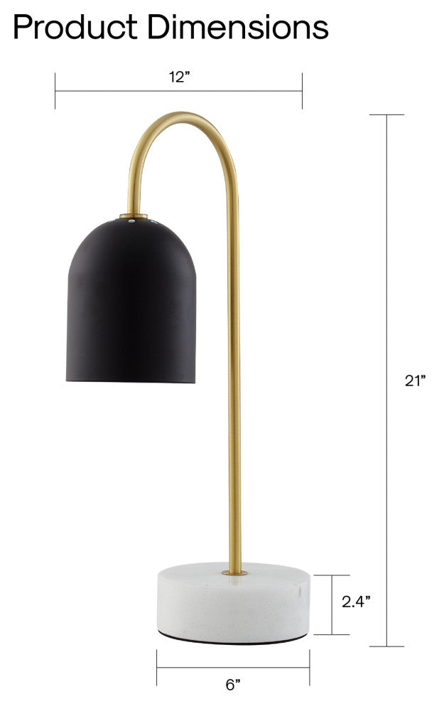 Inspired Home Brileigh Table Lamp, Marble Stone Base, Black