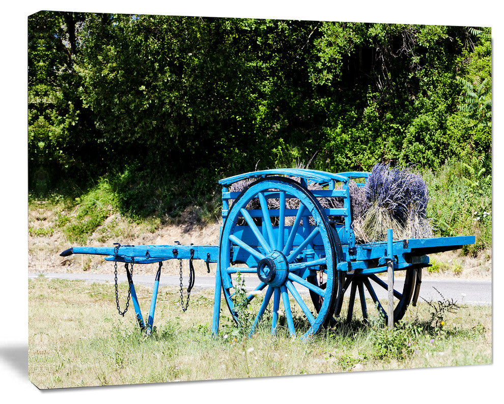 Cart with Lavender in France, Landscape Canvas Wall Art, 20"x12"