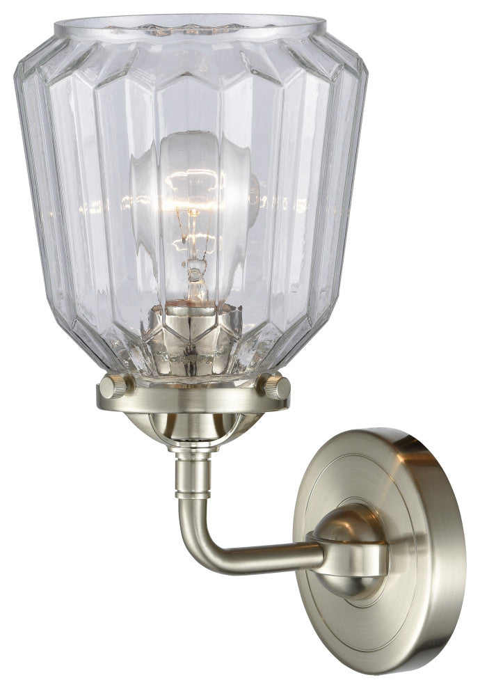 Chatham 1-Light Sconce, Brushed Satin Nickel, Clear