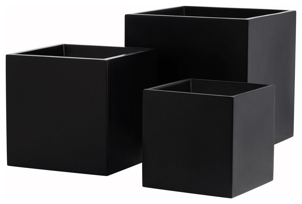 Dixon Square Cube Planter Box, Black, 15"x15"x15"
