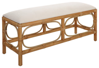 Uttermost 23755 Laguna 48"W Wood Framed Fabric Bench - White