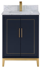 Gracie Bathroom Vanity, Pacific Blue With Carrara Marble, 24"