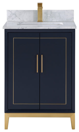Gracie Bathroom Vanity, Pacific Blue With Carrara Marble, 24"
