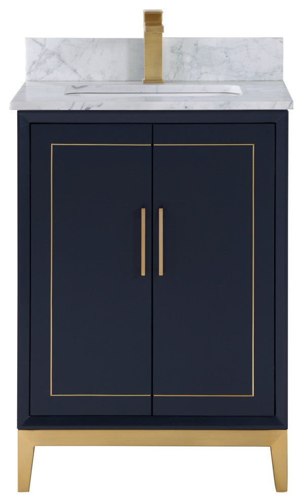Gracie Bathroom Vanity, Pacific Blue With Carrara Marble, 24"