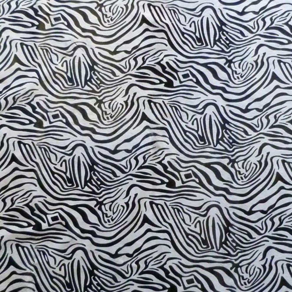 6 Ft Black And White Stenciled Baby Zebra Cowhide Rug