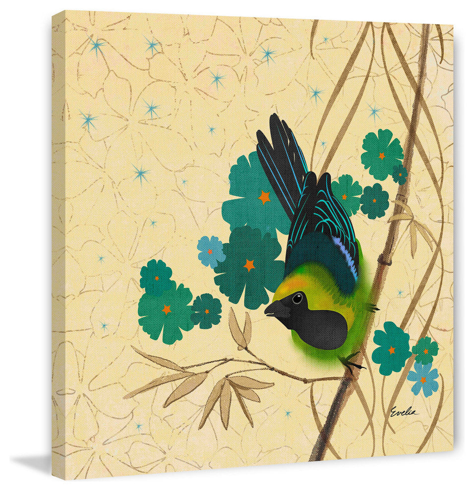 "Hooded Oriole Green" Painting Print on Canvas by Evelia