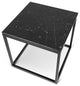 Modern Square Marble & Metal Side Table, Black Marble/Black Legs