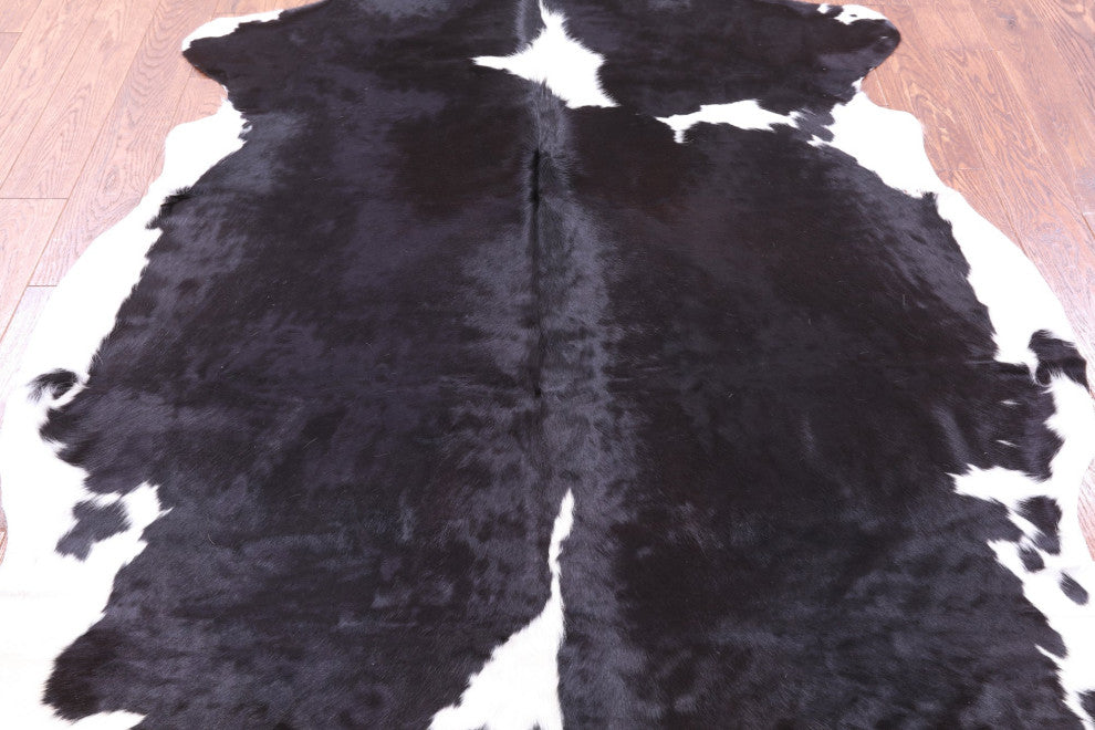 Black and White Natural Cowhide Rug 7' 7" X 6' 1" C2304
