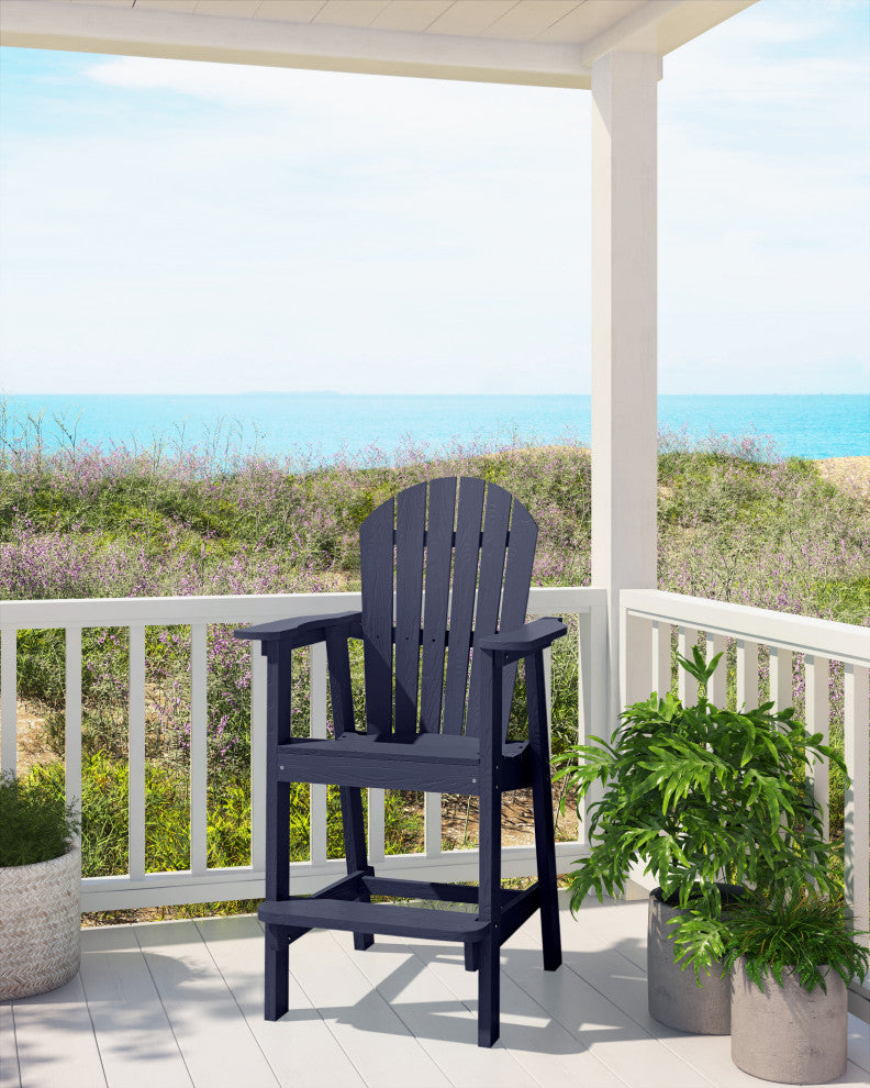 Rustic Adirondack Chairs Outdoor BarStools with Hight Back Design, Navy