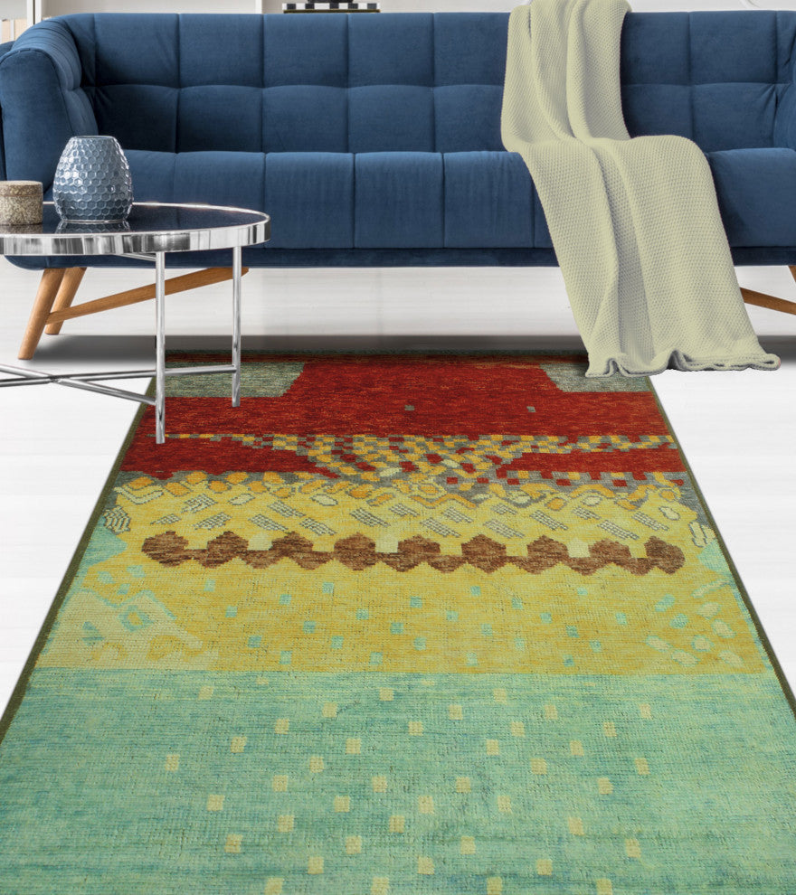 Vintage Distressed Idi Gold/Burgundy Rug, 3'5x4'11