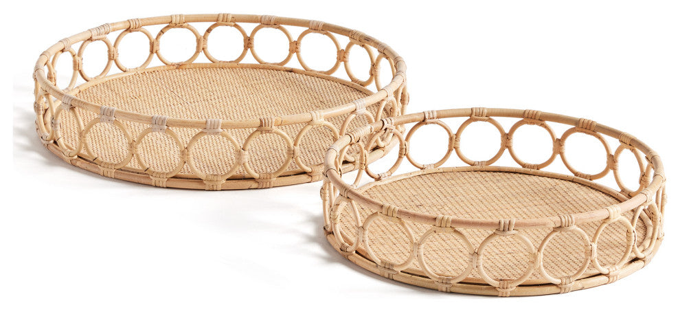 Ninette Rattan Round Trays, Set of 2