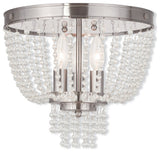 Ceiling Mount With Clear Crystals, Brushed Nickel