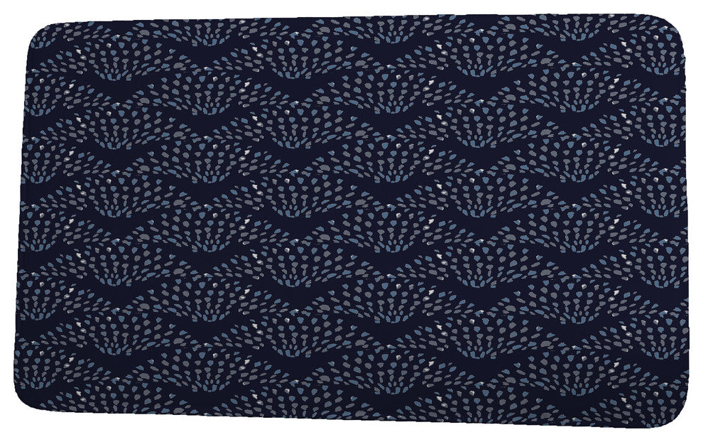 Fickle Florals Fan Dance Geometric Print Bath Mat, Blue, 21"x34"
