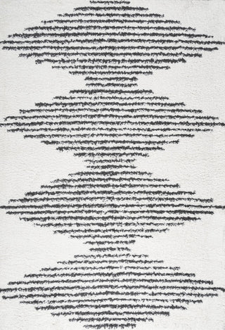 Elm Diamond Stripe Geometric Shag, White/Black, 3'x5'