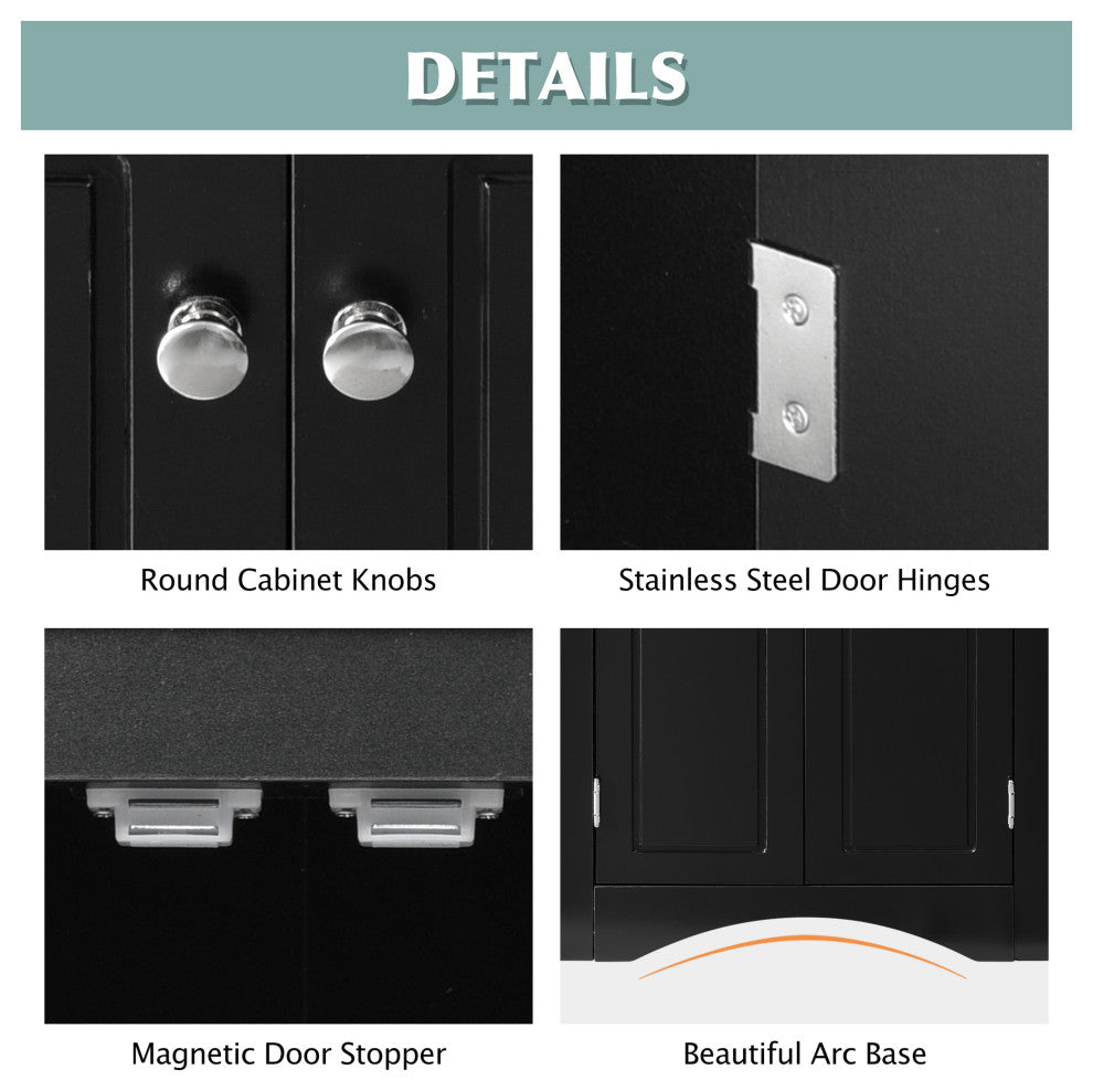 TATEUS Triangle Bathroom Storage Cabinet Freestanding Corner cabinet, Black