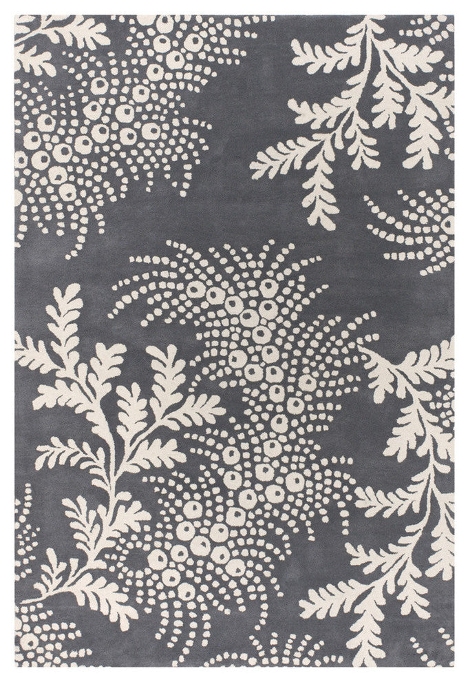 Rowe Contemporary Area Rug, Gray and Ivory, 7''9"x10''6" Rectangle