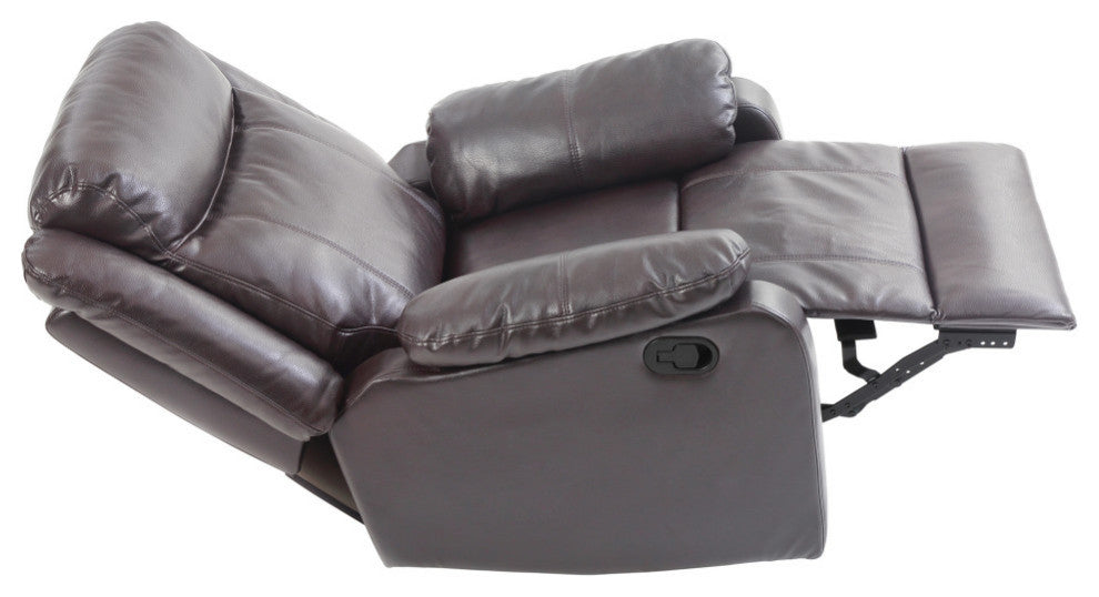 Ward Dark Brown Reclining Accent Chair With Pillow Top Arm
