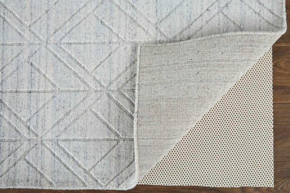 Weave & Wander Tatem Minimal Viscose Rug, White/Gray, Rug, 12' X 15'