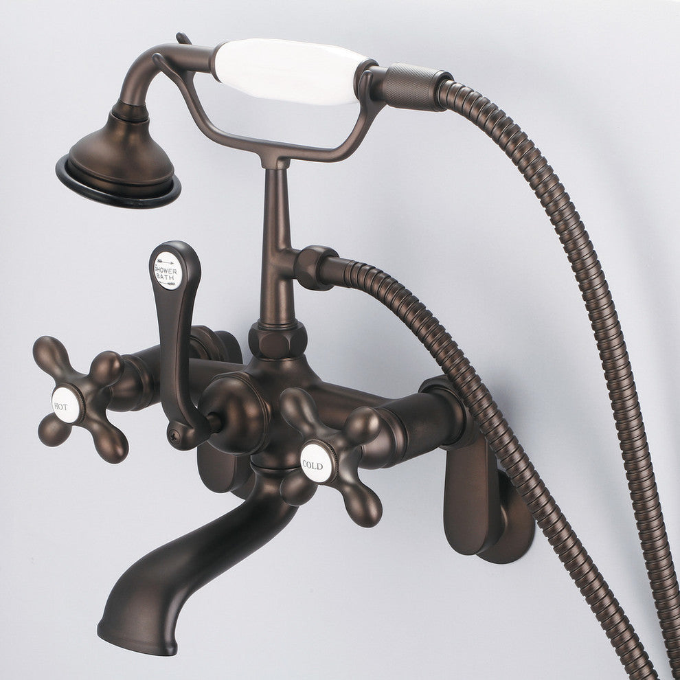 Vintage Classic Wall Mount Tub Faucet With Handshower, Oil Rubbed Bronze Finish