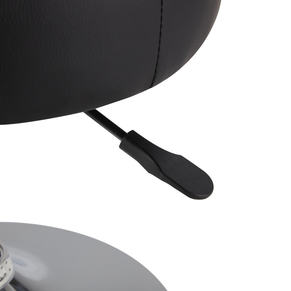 Storage Swivel PU Leather Vanity Stool, Black With Removeable Tray