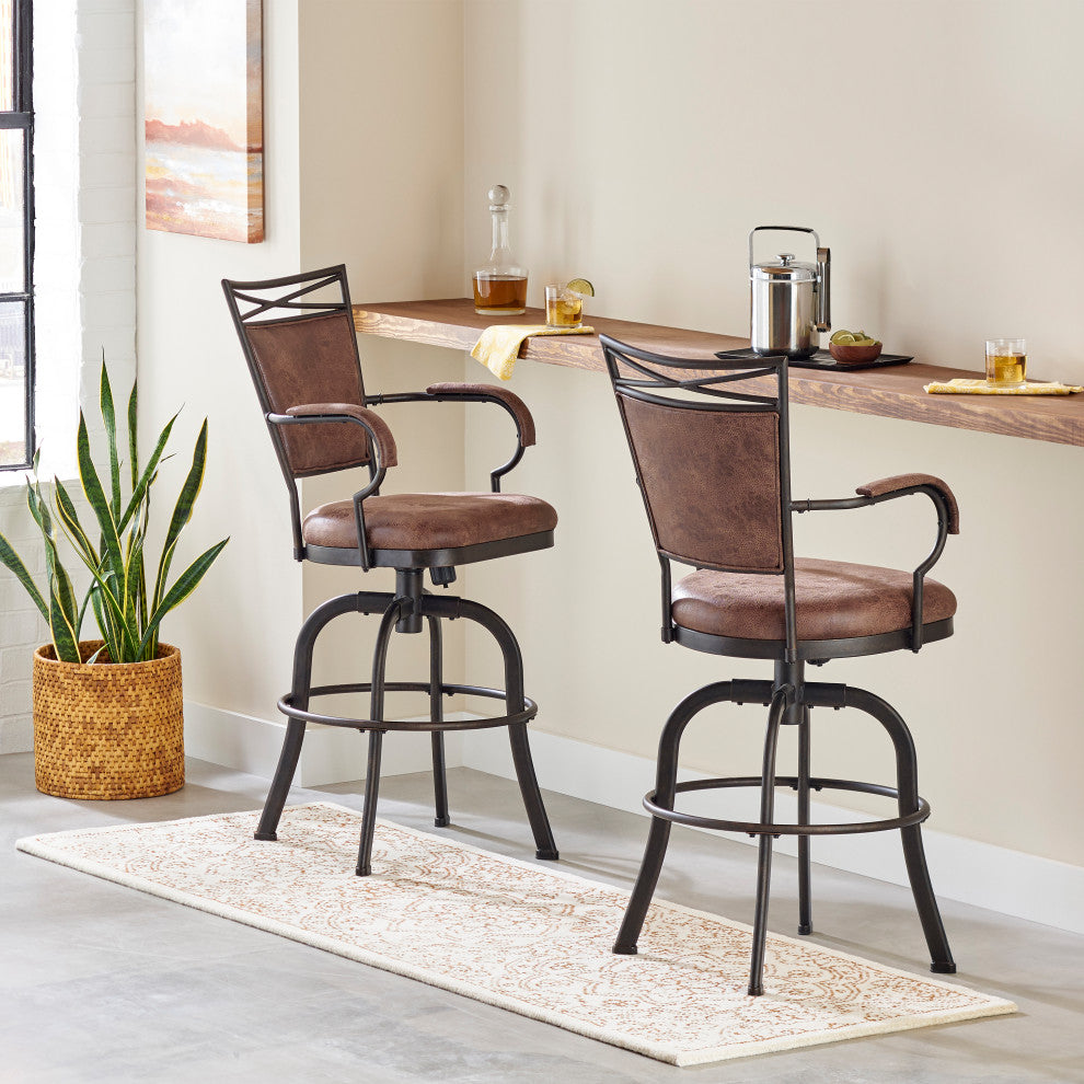 Hillsdale Bridgetown Tilt Base Metal Swivel Stool, Aged Bronze, Bar Height