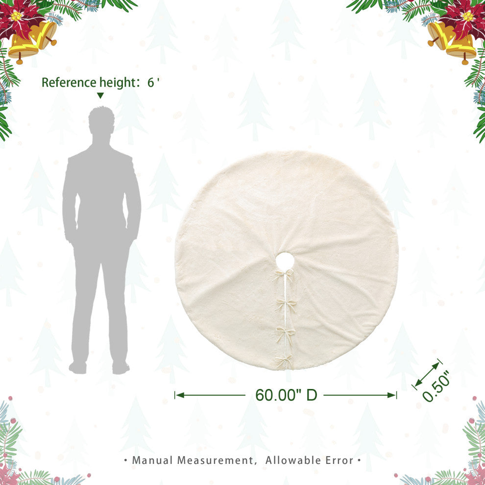 60"D Faux Rabbit Fur Christmas Tree Skirt