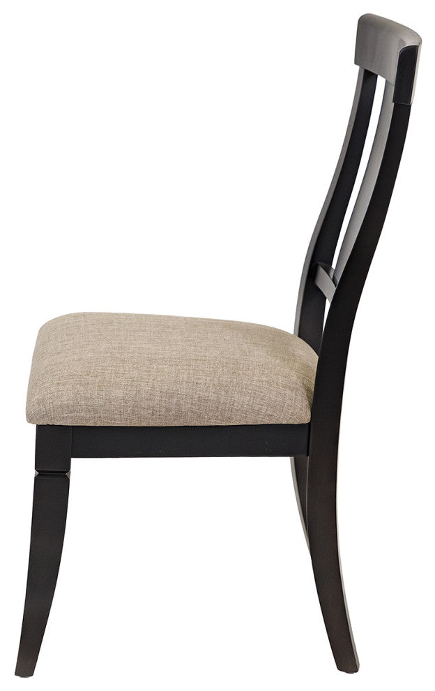 Two Wood Traditional Kitchen Table Chairs, Set of 2, Black