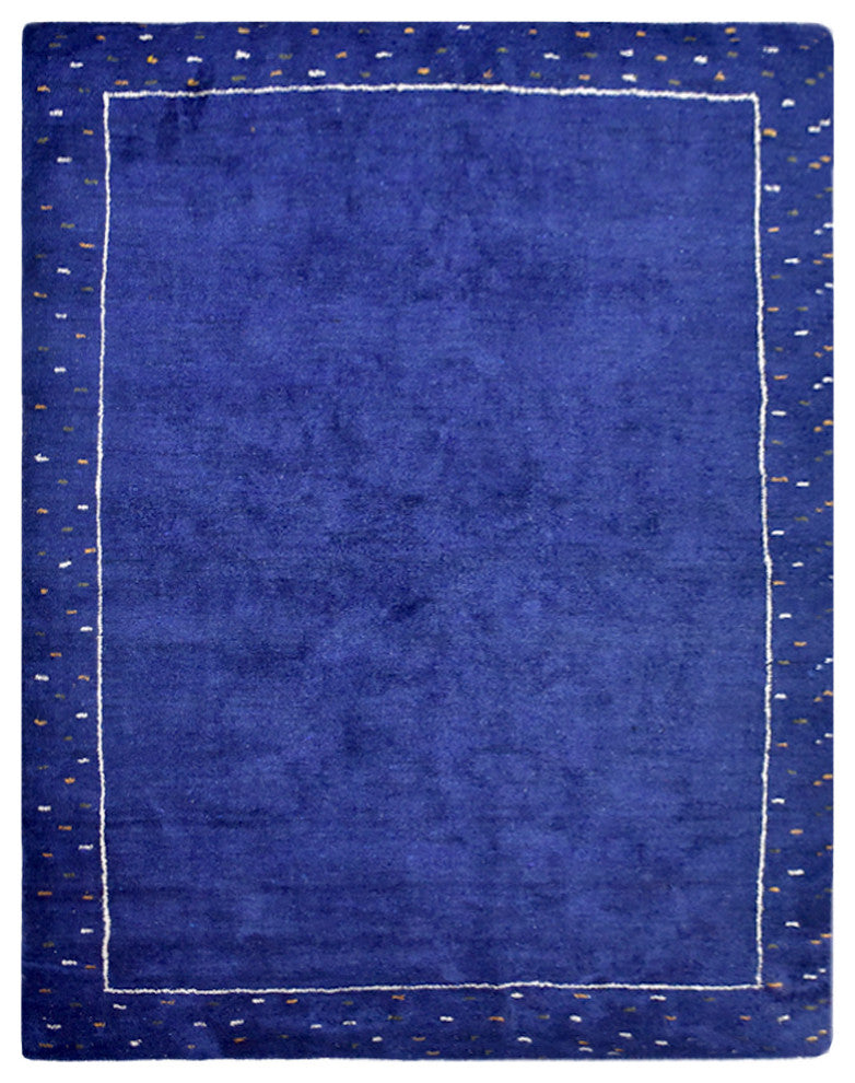 HAND KNOTTED LOOM SILK ECO-FRIENDLY AREA RUG-6'x9',Rectangle,Blue,Contemporary