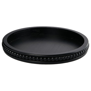Farmhouse Decorative Round Wood Tray with Hobnail Edge, Black