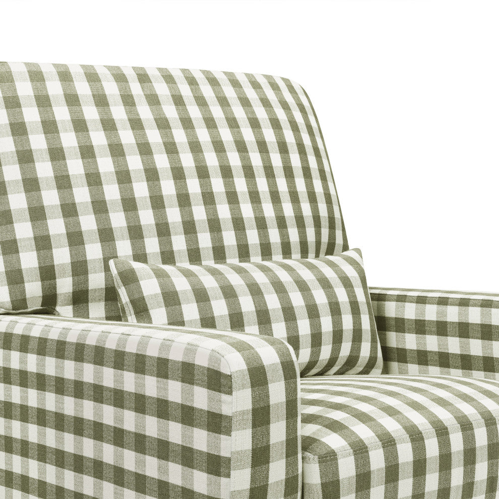 Crawford Pillowback Comfort Swivel Glider, Moss Green Gingham