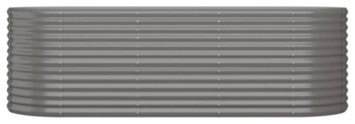 vidaXL Raised Garden Bed Outdoor Raised Flower Bed Galvanized Steel Planter Gray