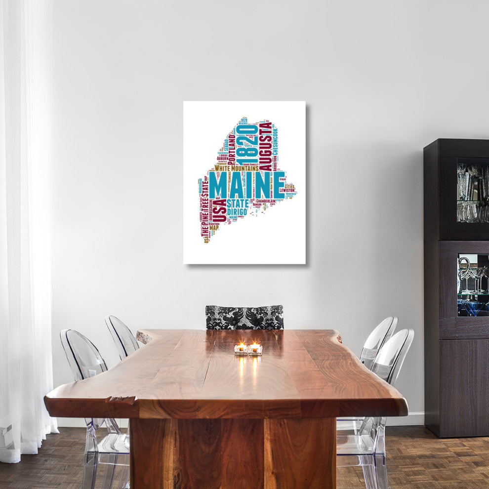 "Maine Word Cloud Map" Fine Art Print