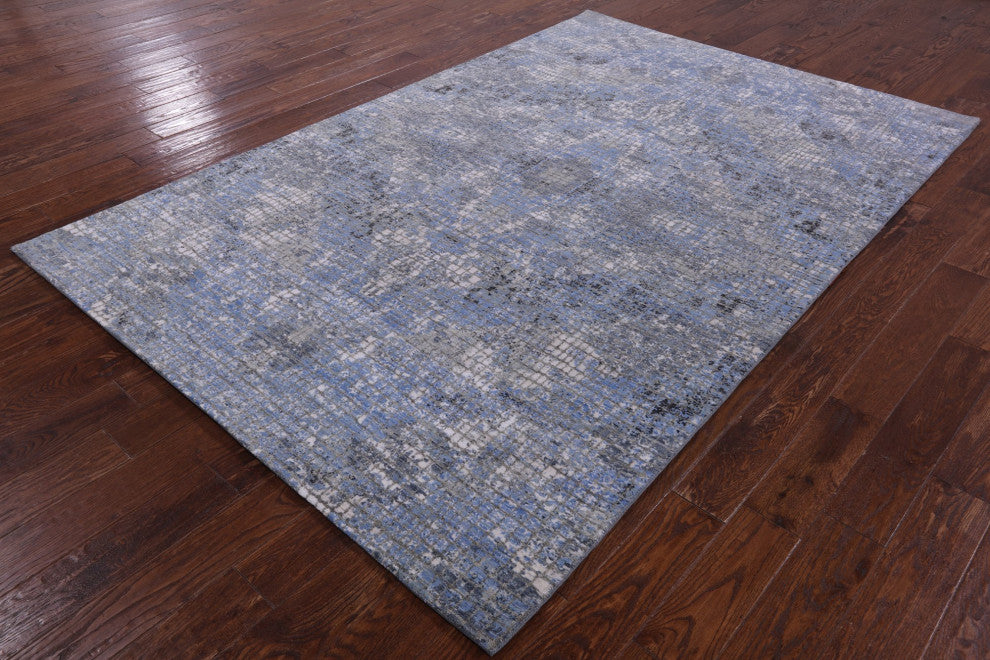 6' 0" X 9' 2" Wool and Silk Modern Hand Knotted Rug Q8894