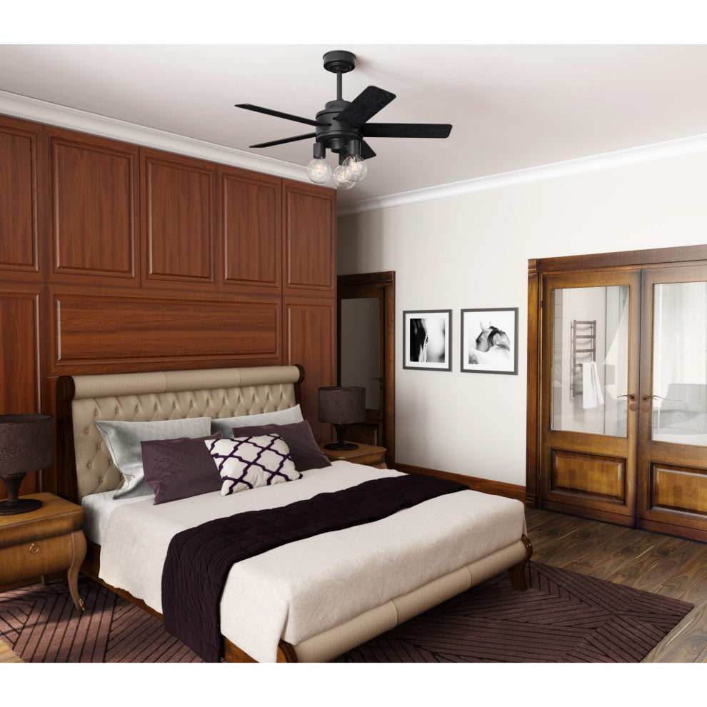 Hunter 44" Hardwick Matte Black Ceiling Fan With LED Light Kit and Remote