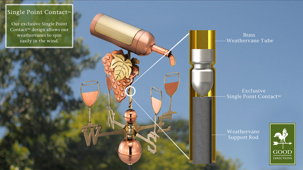 Wine Bottle Weathervane, Pure Copper