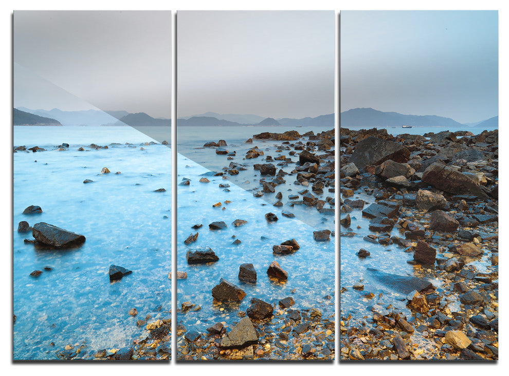 "Hong Kong Port Shelter Stony Beach" Metal Wall Art, 3 Panels, 36"x28"
