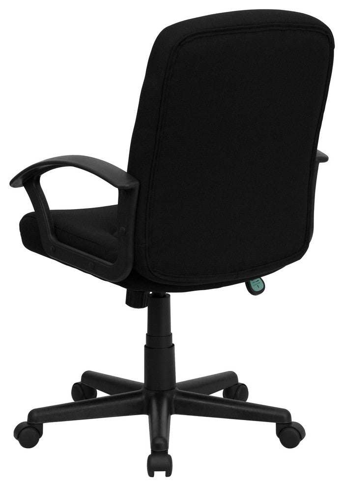 Mid-Back Black Fabric Executive Swivel Chair With Nylon Arms