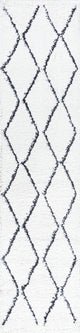 Catala Moroccan Diamond Shag Rug, White/Black, 2x8