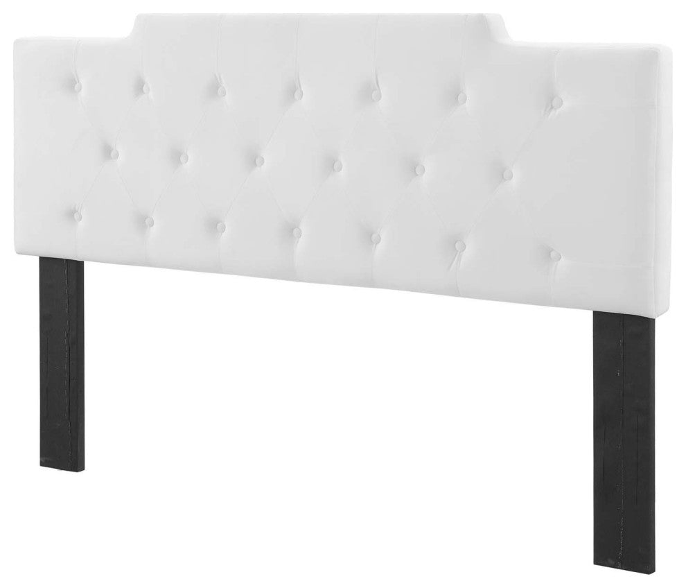 Tufted Headboard, Full Queen Size, Velvet, White, Modern Contemporary, Bedroom