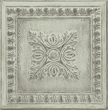 Tin Tile Pattern Wallpaper, Mint Green, Sample