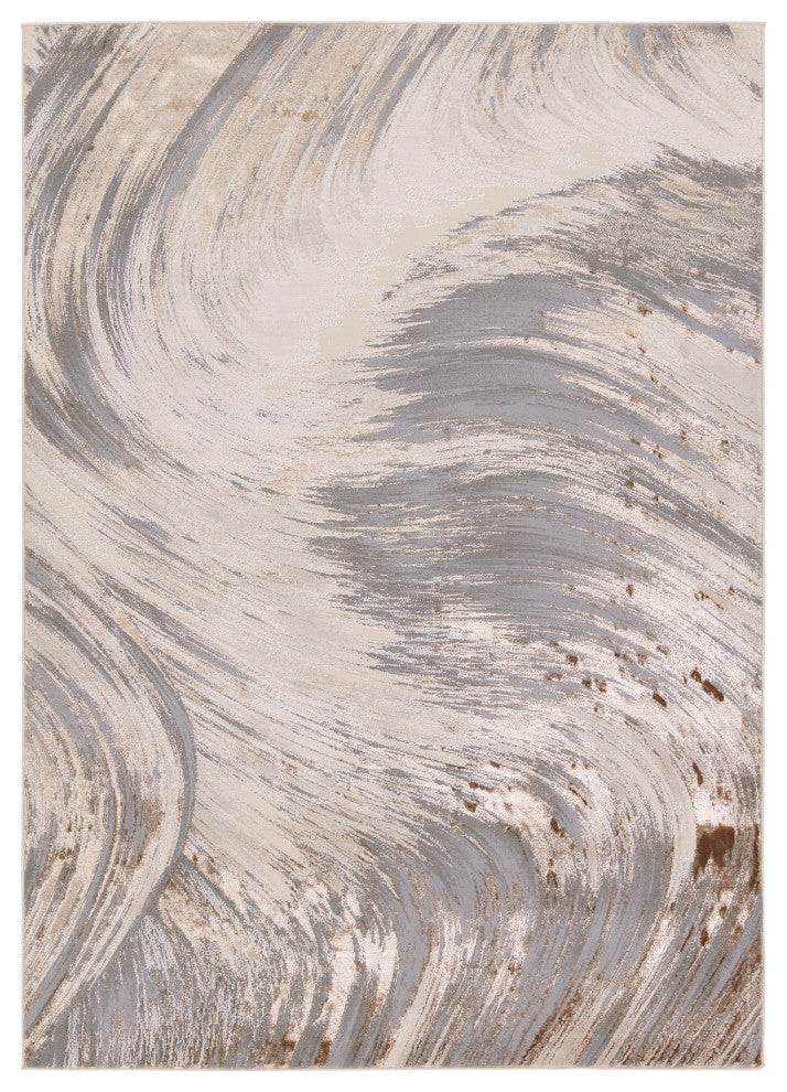 Zione Abstract Gray/ Brown Area Rug 6'7"X9'6"