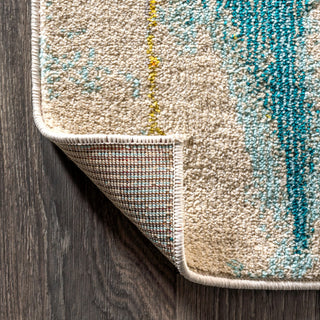 Contemporary POP Modern Abstract Area Rug, Blue/Cream, 5x8