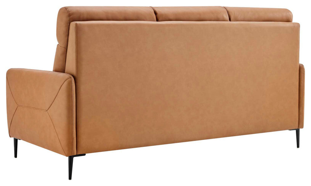 Sofa, Leather, Tan, Modern, Living Lounge Room Hotel Lobby Hospitality