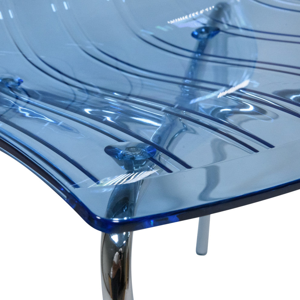 LeisureMod Ralph Dining Chair, Transparent Blue, Set of 4 Transparent Blue