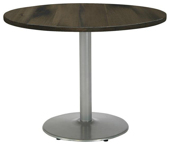 KFI Urban Loft 42" Round Breakroom Table Barnwood Rnd Silver Base Stand. Height