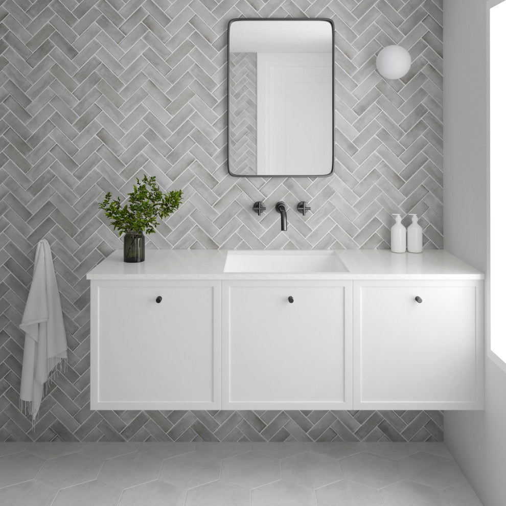 Coco Matte 2" x 5-7/8" Porcelain Floor and Wall Tile, Amb Grey