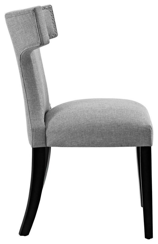 Light Gray Curve Dining Side Chair Fabric Set of 2