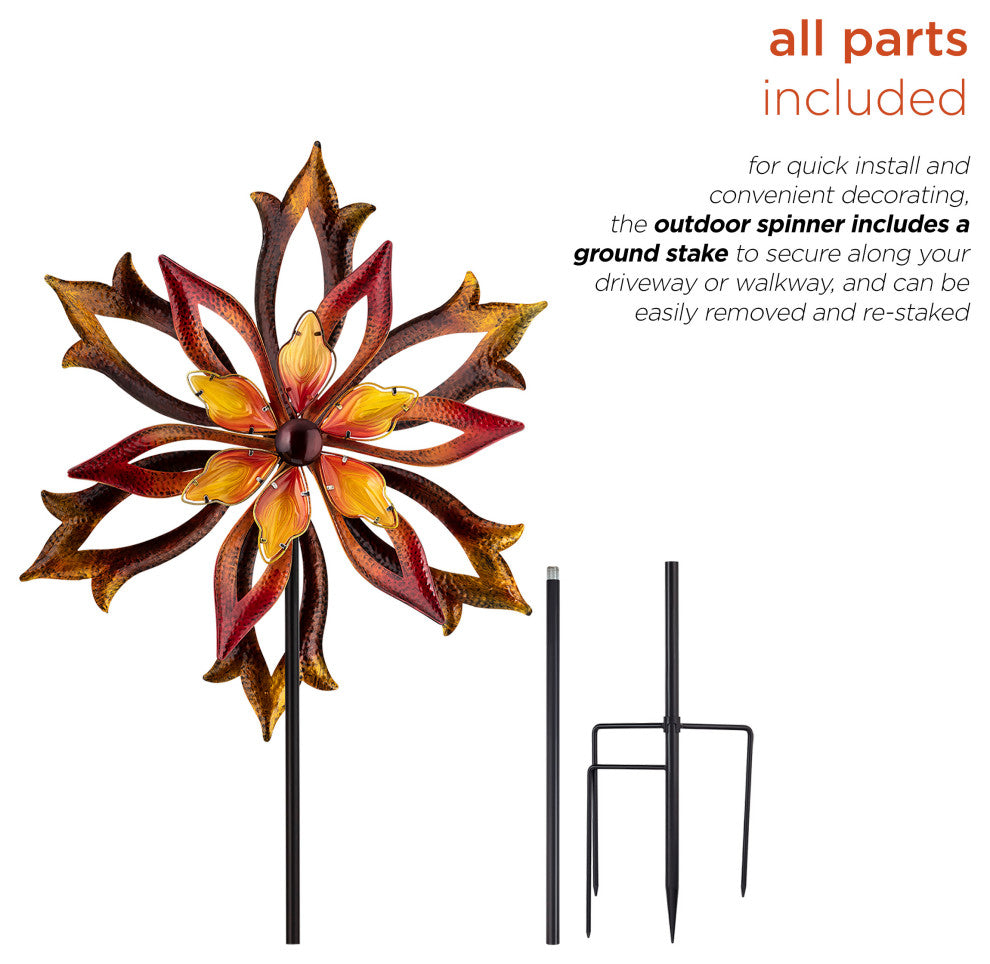 Metal Double-Sided Flame Spinning Garden Stake, 96"