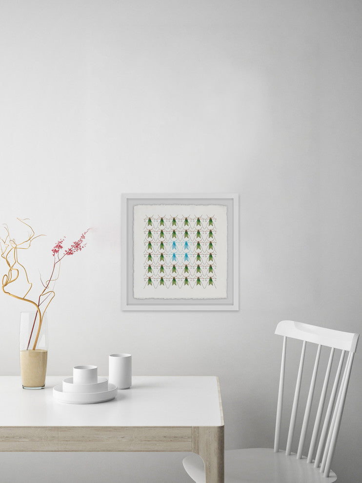 "Flies in Rows" Framed Painting Print, 12"x12"