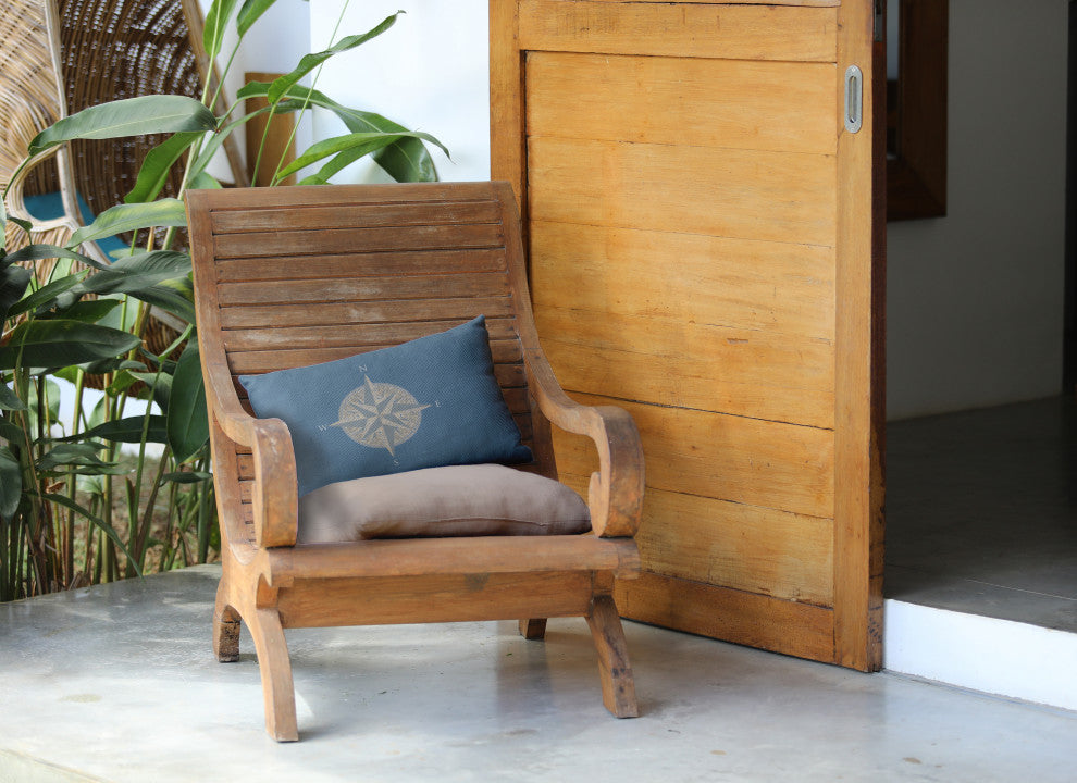 14x20" Compass Nautical Decorative Indoor Pillow, Dusty Smoke